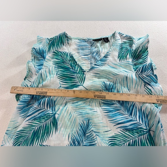 Tahari 100% Linen Tropical Palm Print Shift Dress Womens XL Resort Summer Beach - Picture 4 of 7